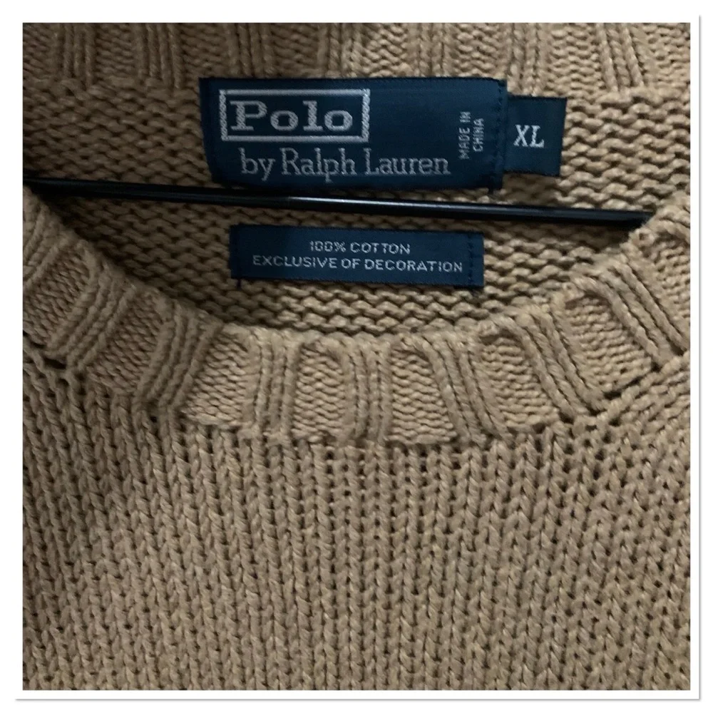 Polo Ralph Lauren Vintage Knit Sweater Tan Size XL